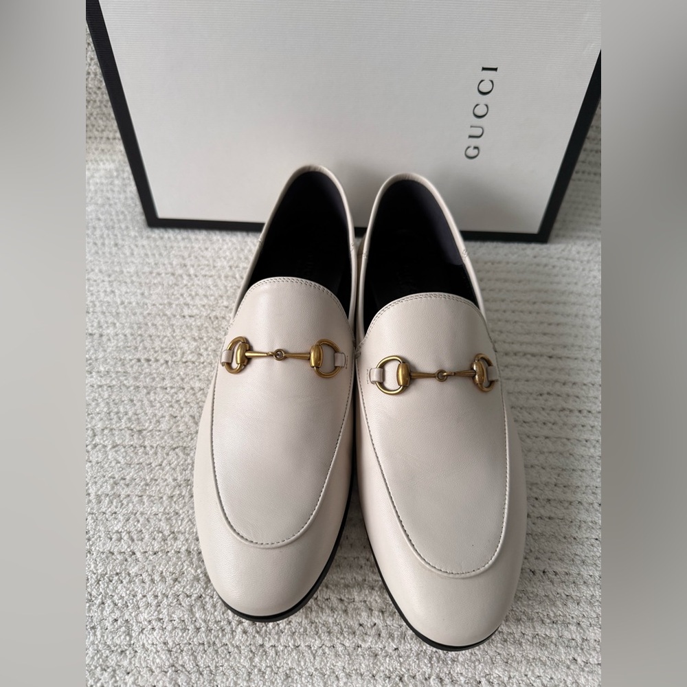 Gucci Brixton Convertible Horsebit Loafers in RARE Ivory Leather EU 38.5